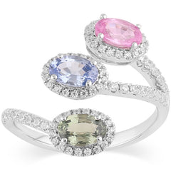 Women's Ring Autumn in 14K White Gold, 0.52CTW Diamonds and Semi-Precious Stones