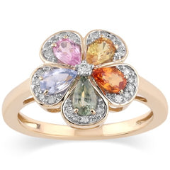 Women's Ring Everly in 14K Yellow Gold, 0.13CTW Diamonds and 1.24 Carats Semi-Precious Stones